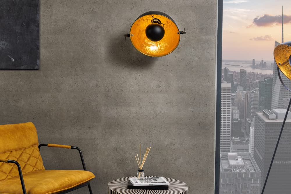 invicta INTERIOR Moderne Wandleuchte STUDIO schwarz gold Lampe Blattgold Optik Wandlampen Leuchte Wohnzimmer
