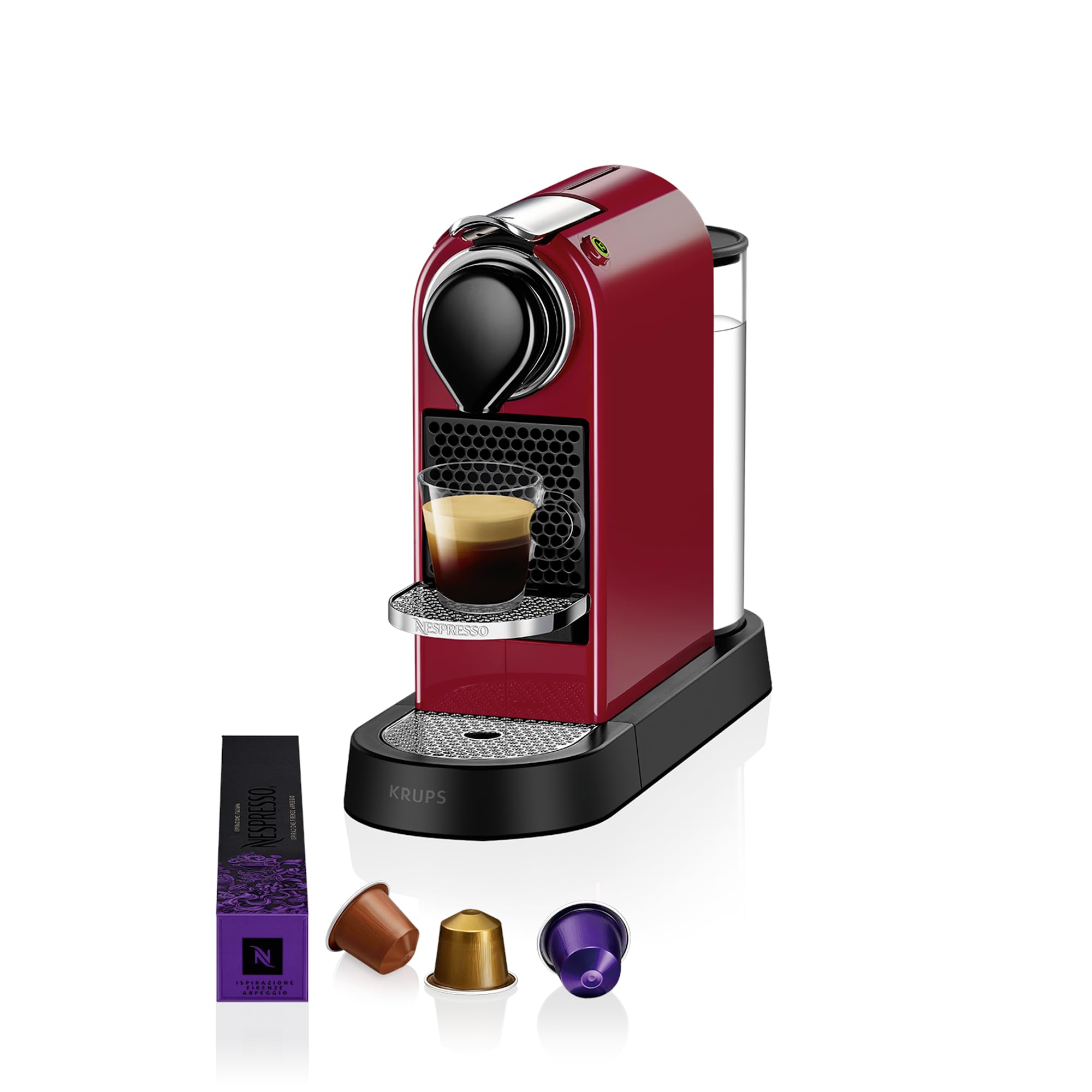 Krups Nespresso XN7415 New CitiZ Kaffeekapselmaschine | 1260 Watt | 19 bar Pumpendruck | Wassertankkapazität: 1 L | Rot