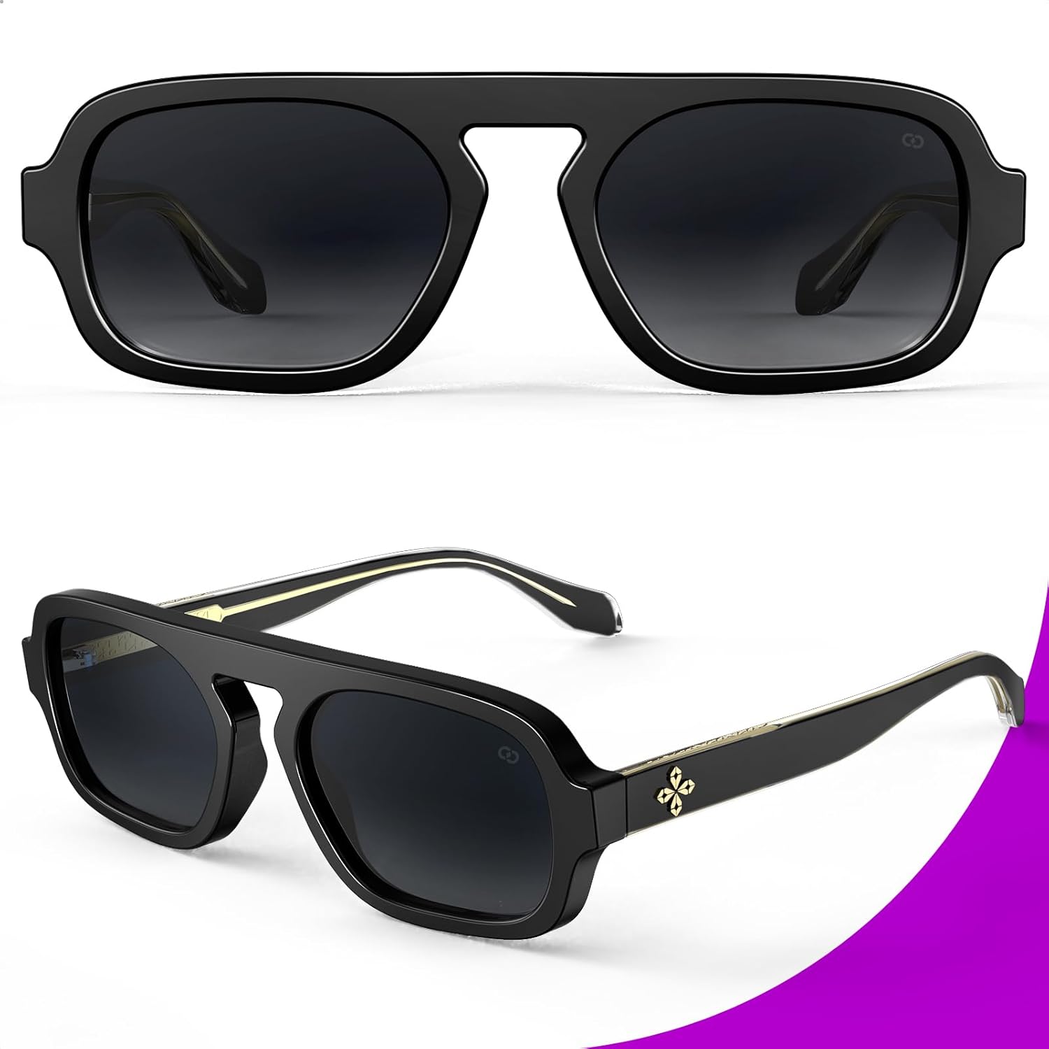 VISOONE Aviator Trendy Sunglasses for Women Men 70s Flat Top Large Retro Fashion Shades Jane - Image 3