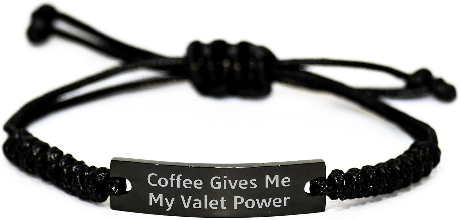 Coffee Gives Me My Valet Power Rope Bracelet, Adjustable Valet Valet Power, Funny Valet Gifts for Fathers Day