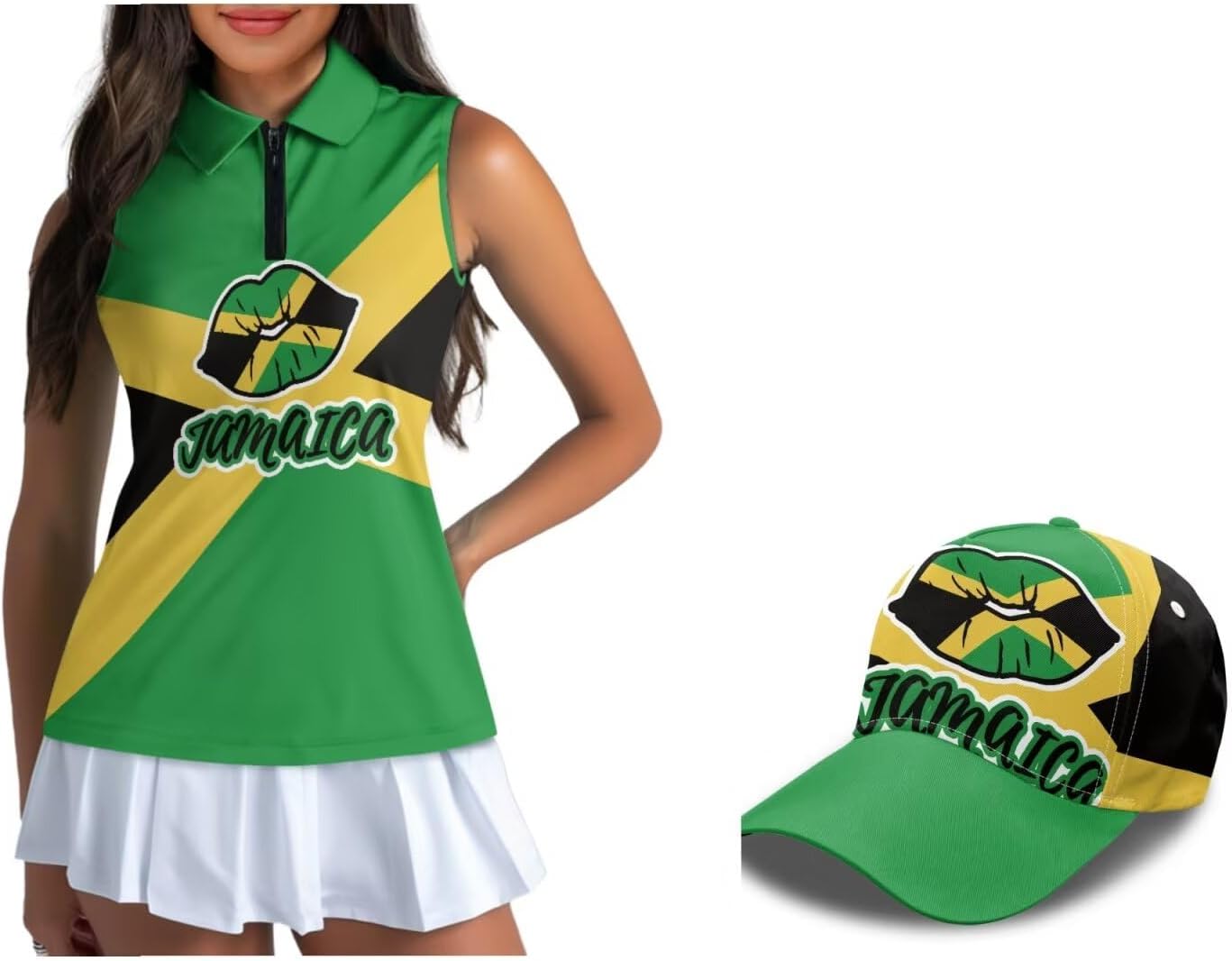 Women's Sleeveless Golf Polo Shirt Fashion Baseball Cap Set Quick Dry Moisture Wicking Athletic Golf Tennis Outfit