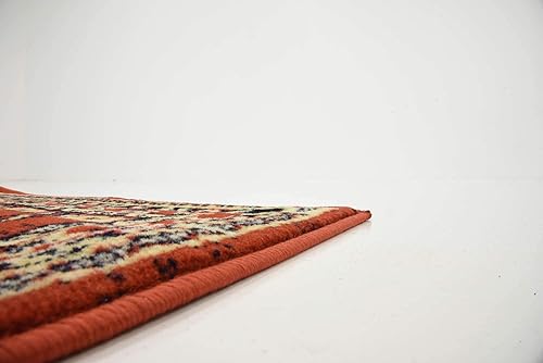 Miniatura 8 de Unique Loom Heriz Collection Alfombra de área parcial, Polipropileno, Terracotta