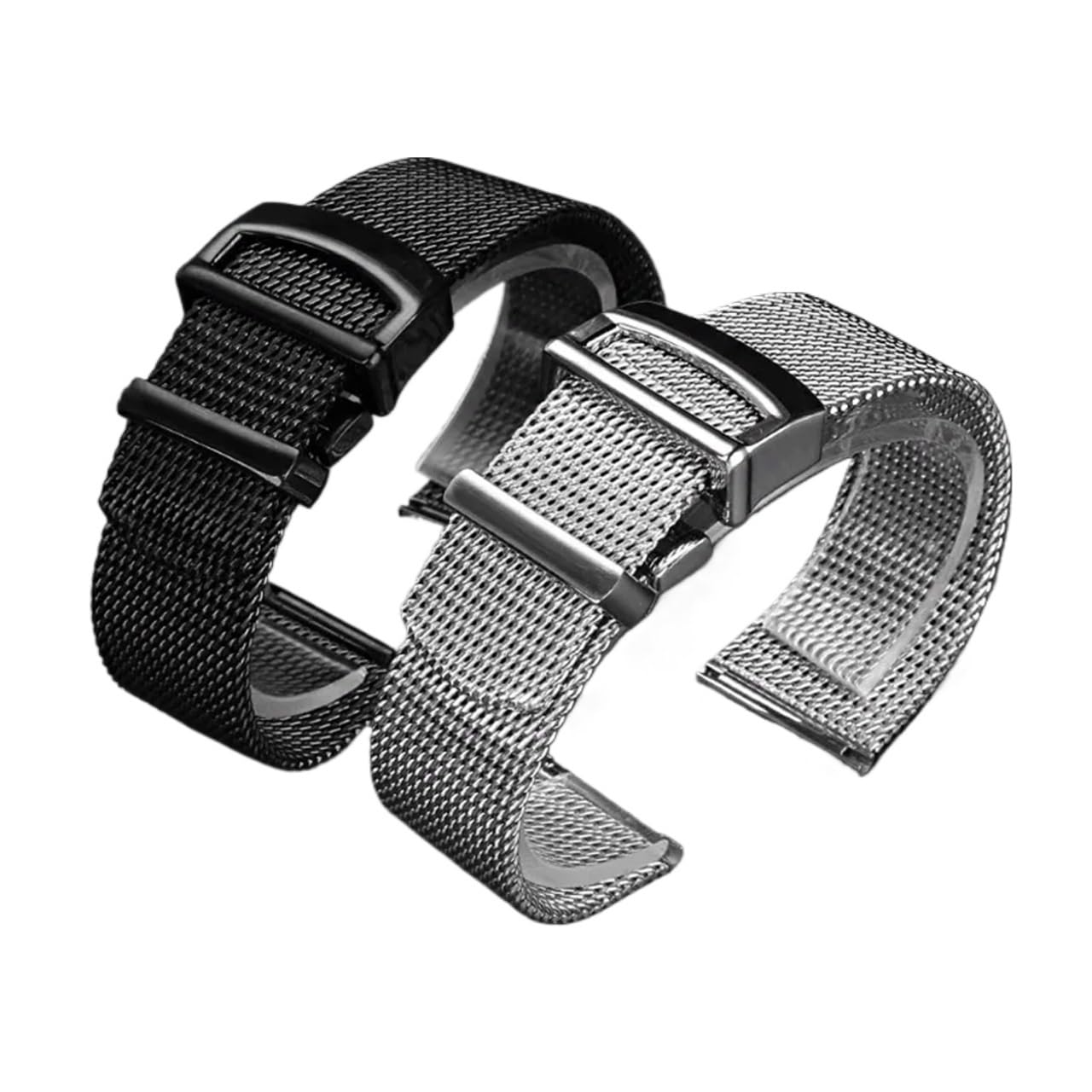Generisch 20 mm 22 mm Milanaise-Armband aus Edelstahlgewebe, kompatibel mit Omega Seamaster 300 007 IWC PORTOFINO-Serie, Faltschließe mit Werkzeug