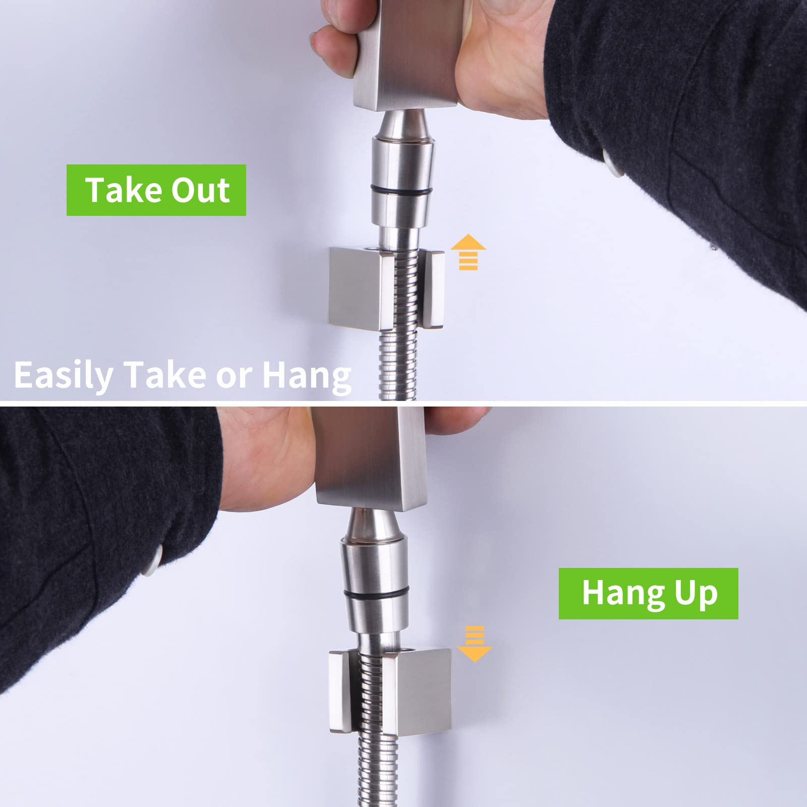 Angle Simple Handheld Shower Head Holder, Angle Simple Brass Shower Handle Holder, Bidet Sprayer Holder, Shower Head Bracket, Hand Held Shower Wand Holder, Shower Arm Holder Wall Mount, Brushed Nickel 4