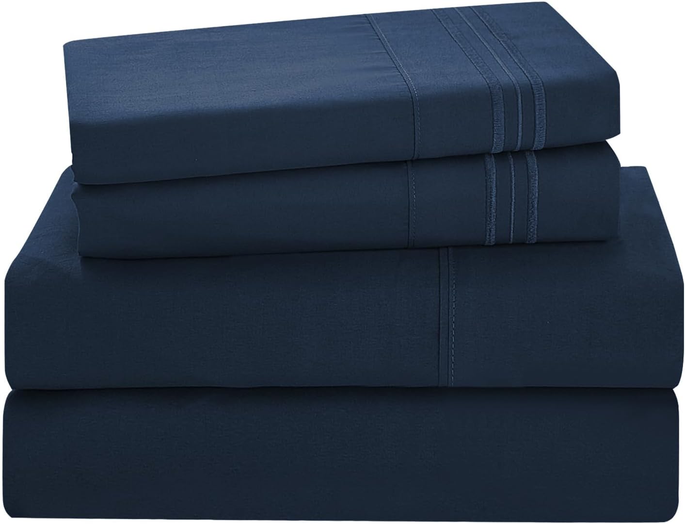 Yibeizi Navy Blue Sheet Set Twin Size, Kids Bedsheets Microfiber Deep Pocket Cute Bed Sheet & Pillowcase Sets 3 Pieces
