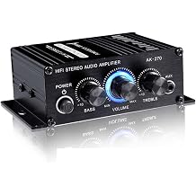 Multifunctional Audio Amplifier AK270 400W 12VHIFI Power Amplifier Stereo Home Car Bass Audio Amplifier Music Player Car Speaker Class D Car Home Sound Power Amplifier Color Amplifier Adapter