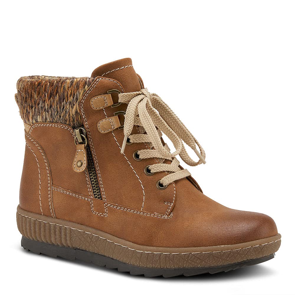 Relife Karlene Waterproof Ankle Boots for Women | Shoes for Women with Sweater Top, Decorative Zipper and Cozy Sherpa Lining