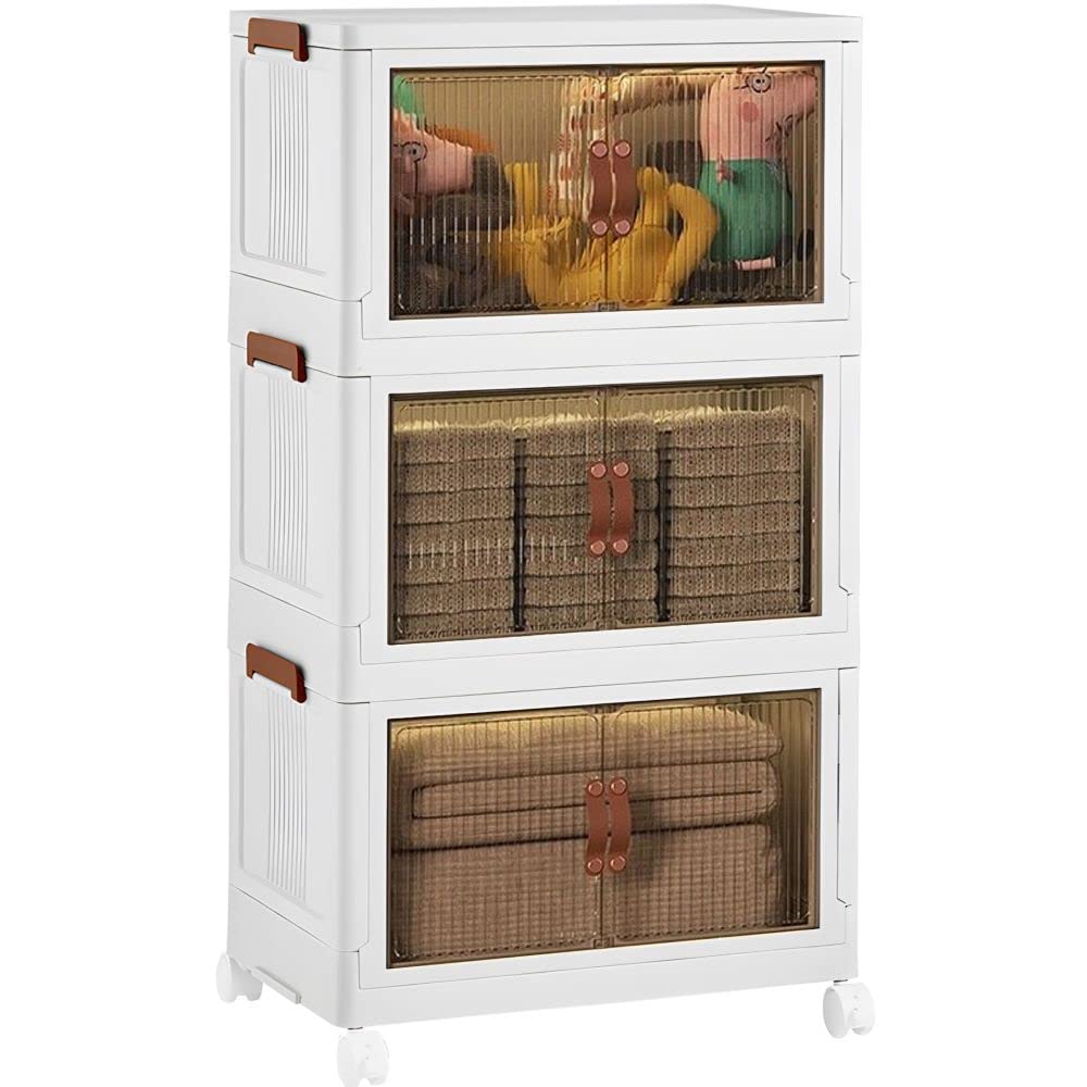 Altreeak 40 Qt Plastic Storage Bin Organizers 3 Layer | Foldable Storage Box | Storage Bins with Lids | Stackable Storage Bins