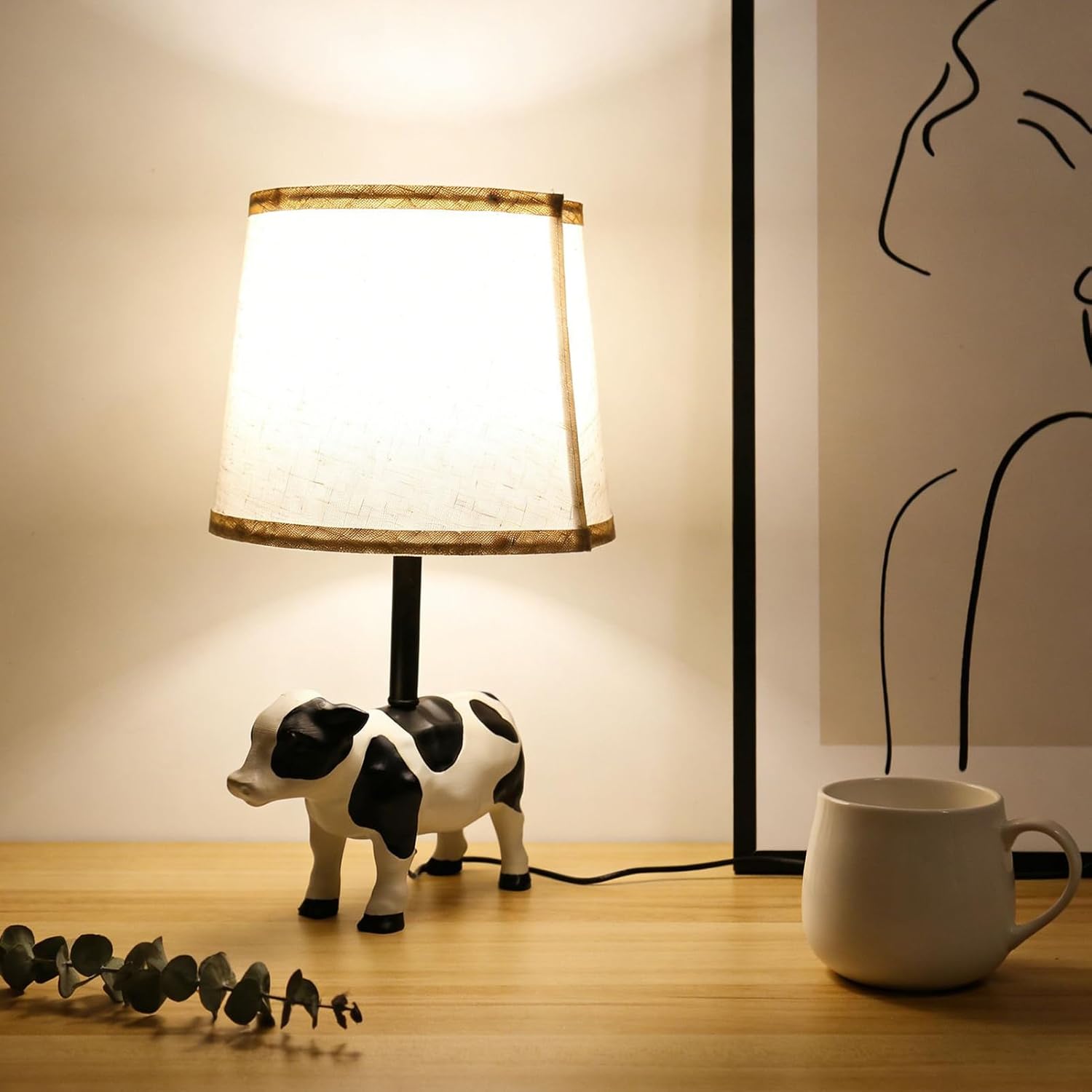 Cow Lamp - Desktop Decoration,USB-Powered Western Rural Style Cow Desk Lamp | for Bedside, Kids Room, Nursery, Dorm, Apartment, Reading, Workplace