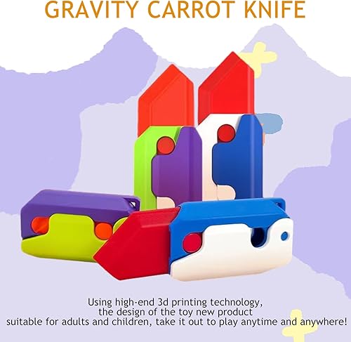 Miniatura 2 de 8 piezas de juguete de plástico de gravedad 3D, cuchillo de impresión, cuchillo de zanahoria, cuchillo sensorial para niños y adultos, juguete para