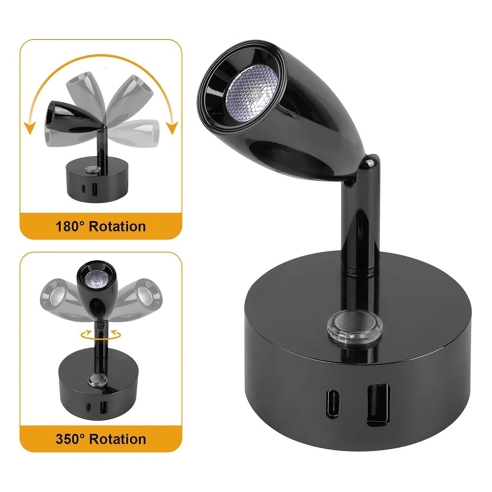 Lámpara De Lectura For Caravana 12 V, Luz Pared Táctil For, Barco, Interruptor Atenuación Con 2 Cargadores USB, Remolque RV Luces Brillantes(3000K-6000K-4000K,Chrome)