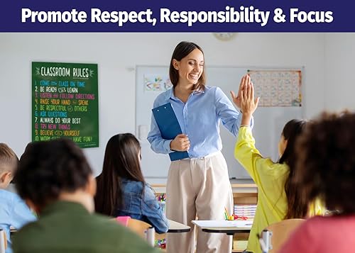 Miniatura 5 de ZOCO - Póster de reglas del aula, laminado, 17 x 22 pulgadas, póster de reglas de clase para escuela secundaria, póster de expectativas de aula,