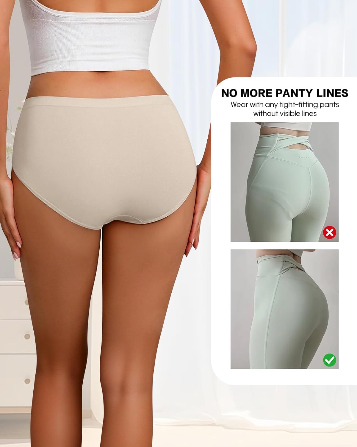 Seamless Underwear for Women Cotton Underwear Breathable No Show Panties 2 Pack - Image 5