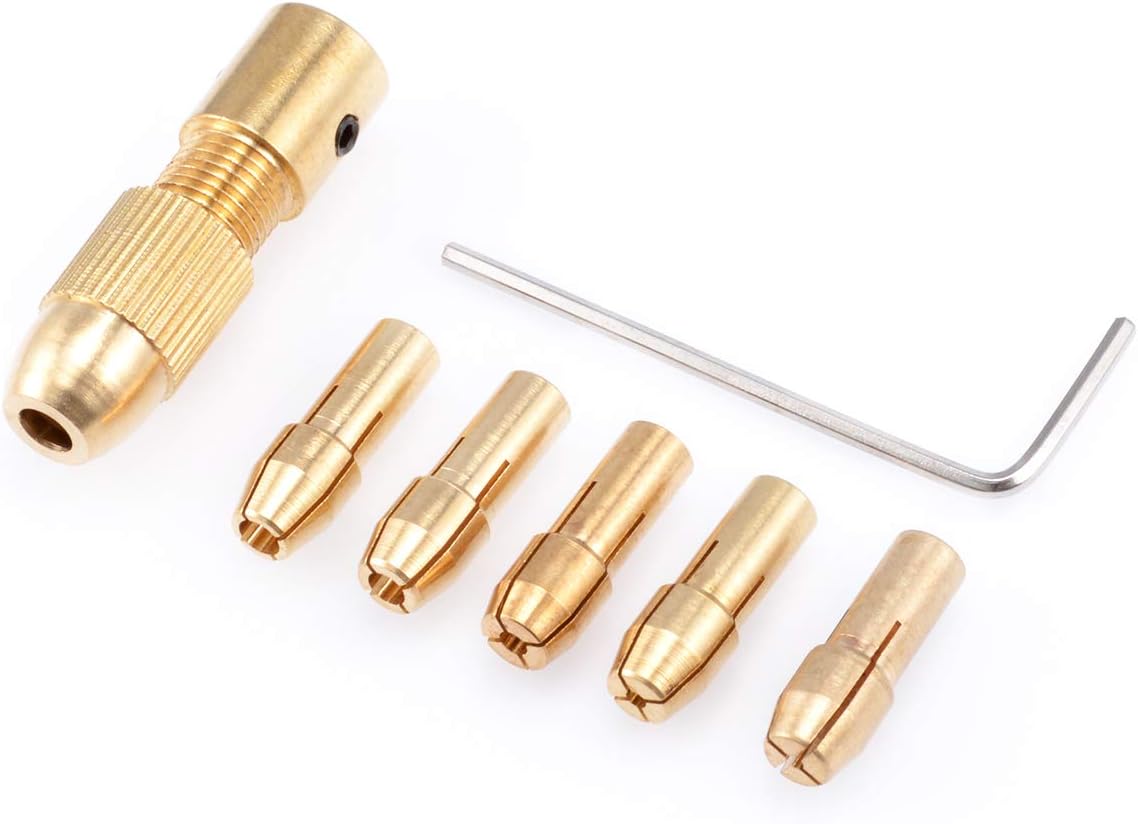 KATUR 7PCS 1.0-3.0mm Small Electric Drill Bit Collet Micro Twist Drill Chuck Set Motor Shaft with Allen Wrench 2.35mm Copper Cap (2.35mm)
