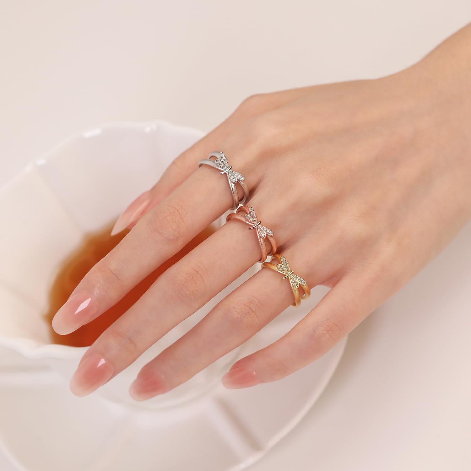 Meissa Anillo para Mujer de Libélula Ajustable Joyería en Plata de Ley 925 Disponible en Oro Plata y Oro Rosa Regalo para Niñas Mujeres Adolescentes
