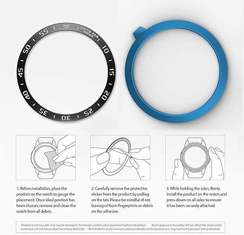 Miniatura 7 de PINHEN Anillo de bisel compatible con Galaxy Watch de 1.81 pulgadas (1.811 in), cubierta adhesiva antiarañazos de aluminio, protector de anillo de