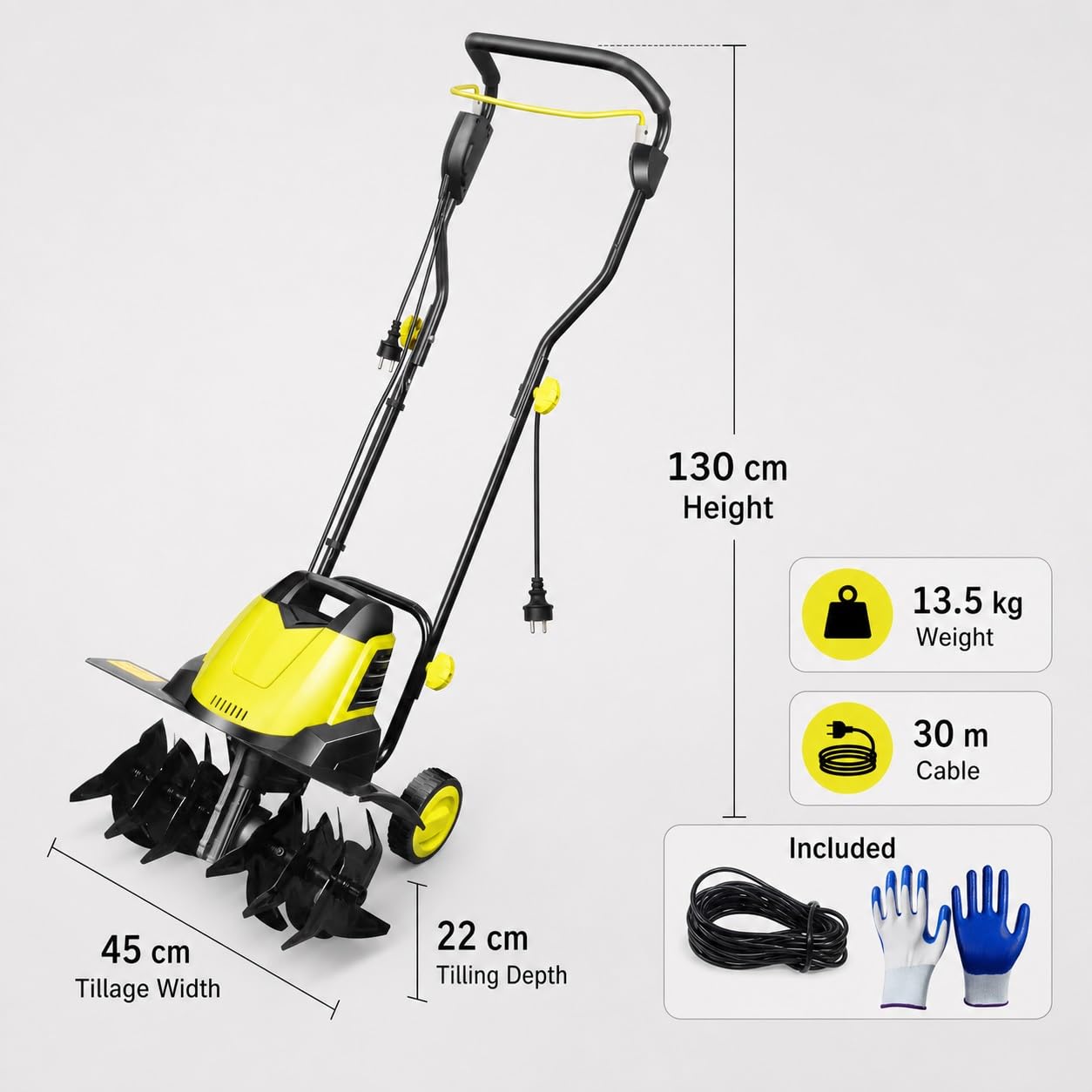 Motobineuse Électrique, Cultivateur de Sol Filaire 2400 W
