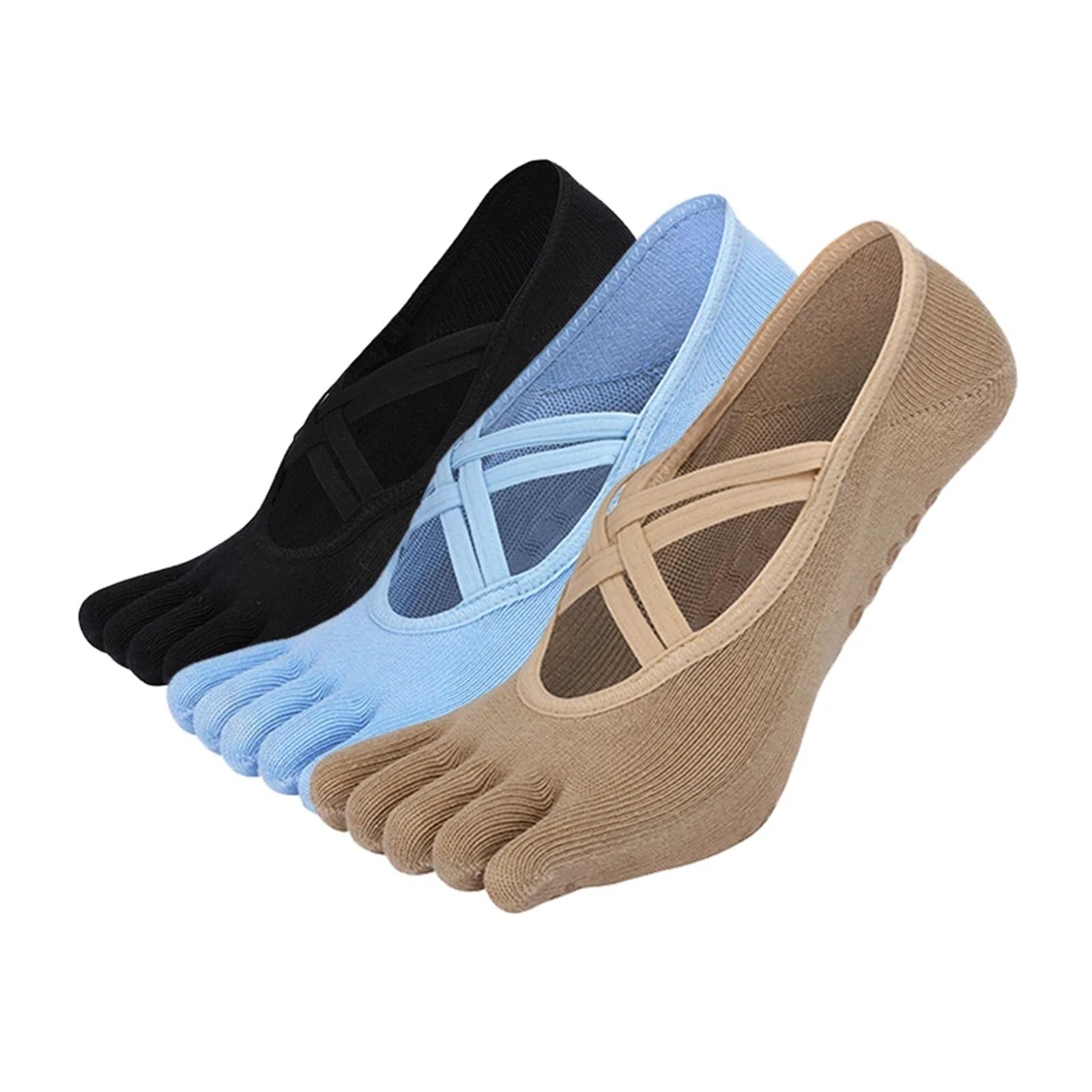 Calcetines De Pilates Con Vendaje Antideslizante For Mujer, Calcetines De Yoga Con Cinco Dedos For Mujer, Calcetines De Ballet For Baile Y Fitness For Yoga Para Yoga Pilates Gimnasio(Rose Red)