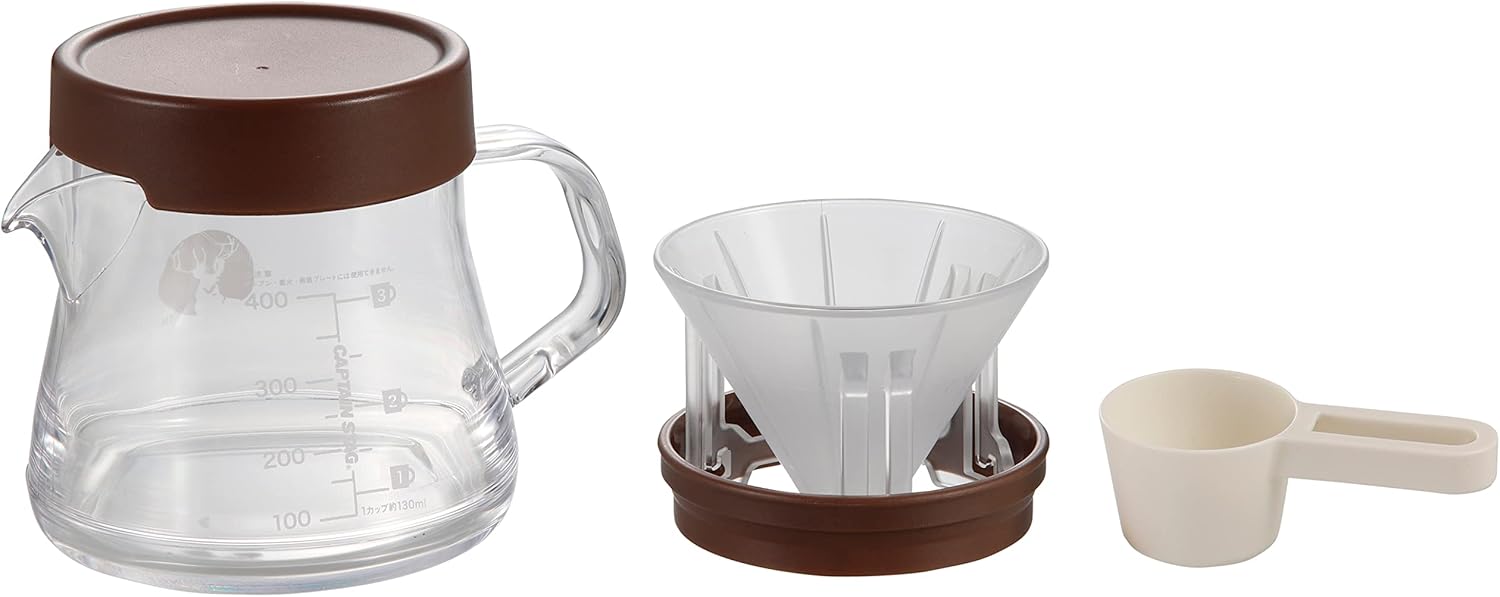 CAPTAIN STAG UW-3550 Coffee Dripper Set, Coffee Server, Pop-Up Dripper Set, Break-resistant, 15.2 fl oz (470 ml), Made in Japan, Mesh Case