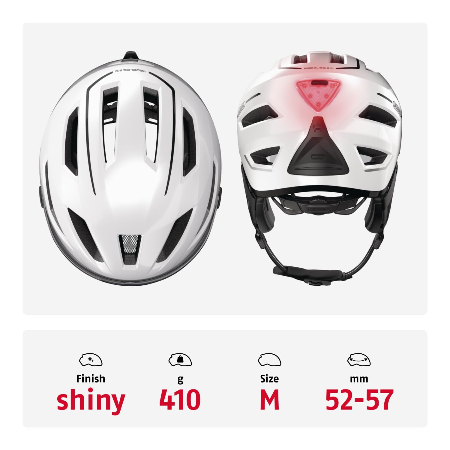 Casco urbano ABUS Pedelec 2.0 ACE - Casco de bicicleta con luz trasera, visera, protección para lluvia, almohadillas para los oídos - Para hombre y mujer