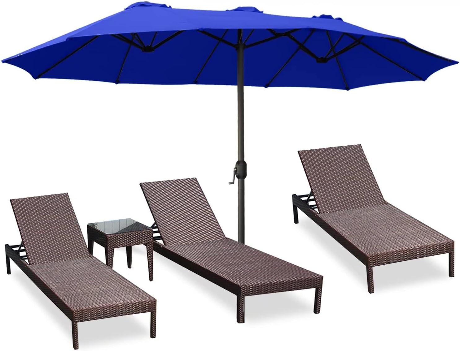 ABCCANOPY 15FT Double-Sided Aluminum Table Patio Umbrella Garden Large Umbrella,Swimming Pool 12+Colors,Blue