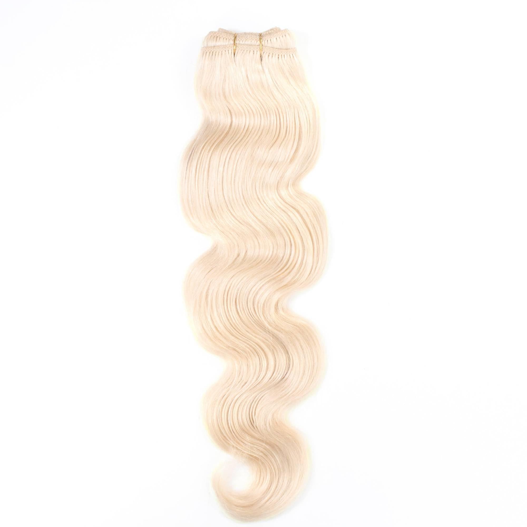hair2heart Echthaar Tressen zum Einnähen Extensions Gewellt - 70cm 100g 9/0 lichtblond