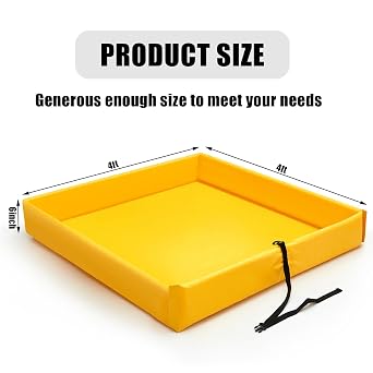 Frienda 2 Pcs Folding Duck Pond 4' x 4' x 6 Portable Heavy Duty PVC Leak Containment Tray for Oil Changes, Generator Fueling, Vehicle Maintenance, Duck Pool, Pig Cooling Pool & Pet Bath(Yellow)