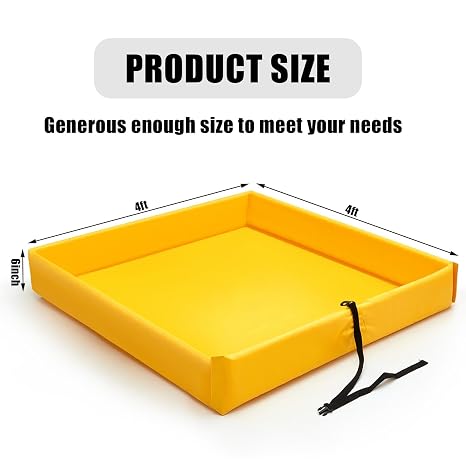 Frienda 2 Pcs Folding Duck Pond 4' x 4' x 6 Portable Heavy Duty PVC Leak Containment Tray for Oil Changes, Generator Fueling, Vehicle Maintenance, Duck Pool, Pig Cooling Pool & Pet Bath(Yellow)
