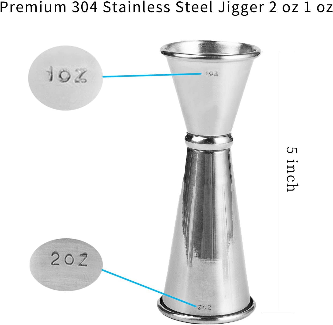 Double Jigger for Bartending Jigger 2 oz 1 oz Cocktail Jigger Japanese Jigger Bar Jigger Cocktail Measuring Jigger Liquor Measuring Jigger with Measurements Inside
