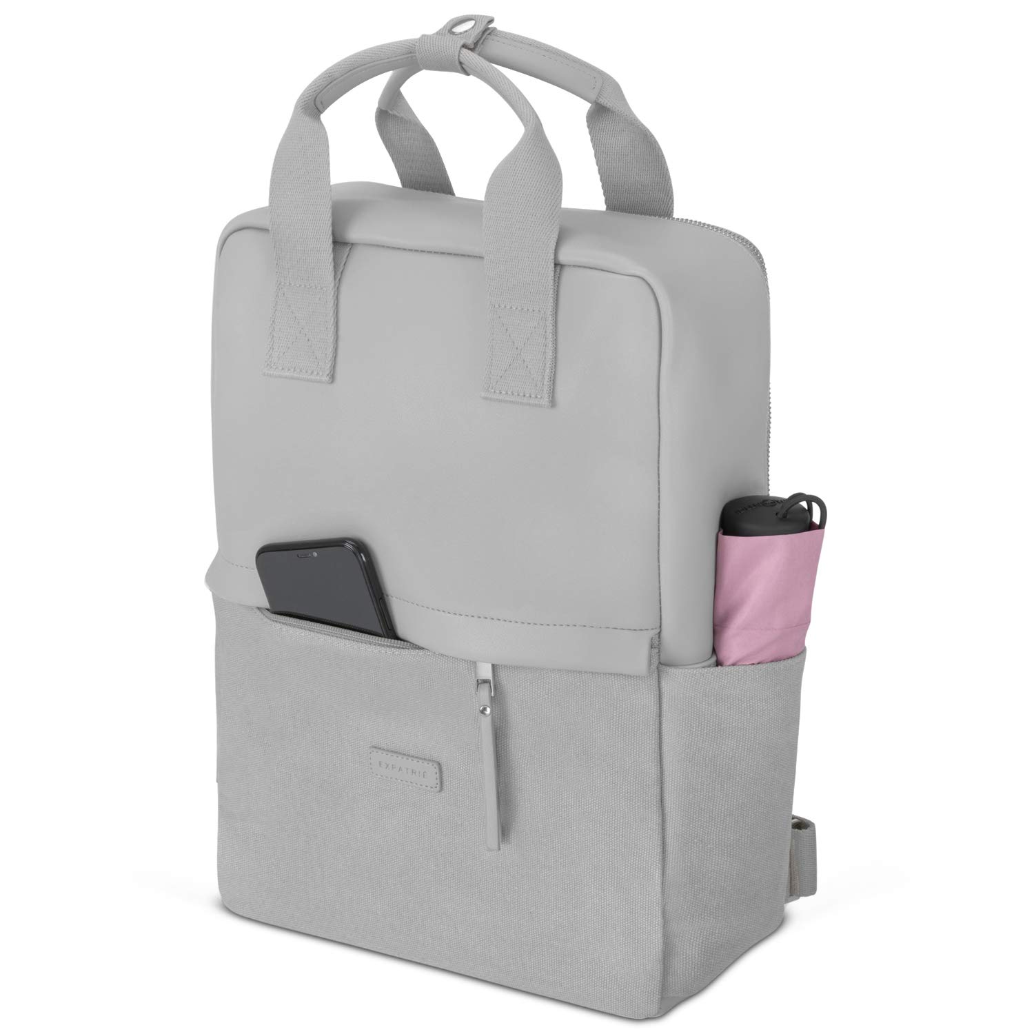 Plecak damski – Expatrié Mila Daypack z bawełny Canvas i wegańskiej skóry – plecak dzienny, mały plecak na czas wolny i biznesowy – torba o pojemności 12 litrów z kieszenią na laptopa o przekątnej