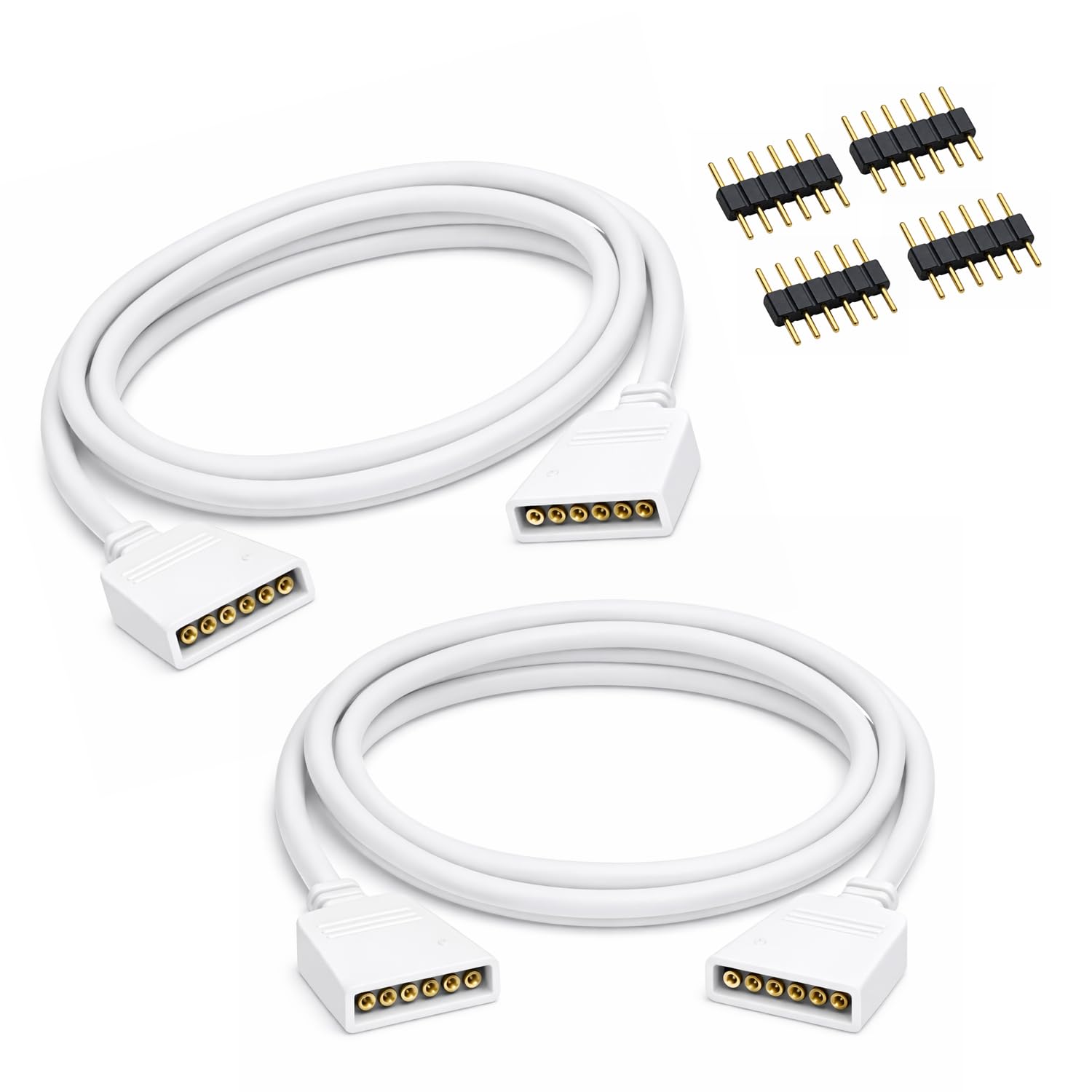 YUTOKEER RGB+CCT 6 Pin LED Extension Cable 2.54mm Pitch, LED Strip Connector Wire with 4 Male Pins, Plug & Play for RGBW RGBWW LED Strip Light, 2 Pack 1M