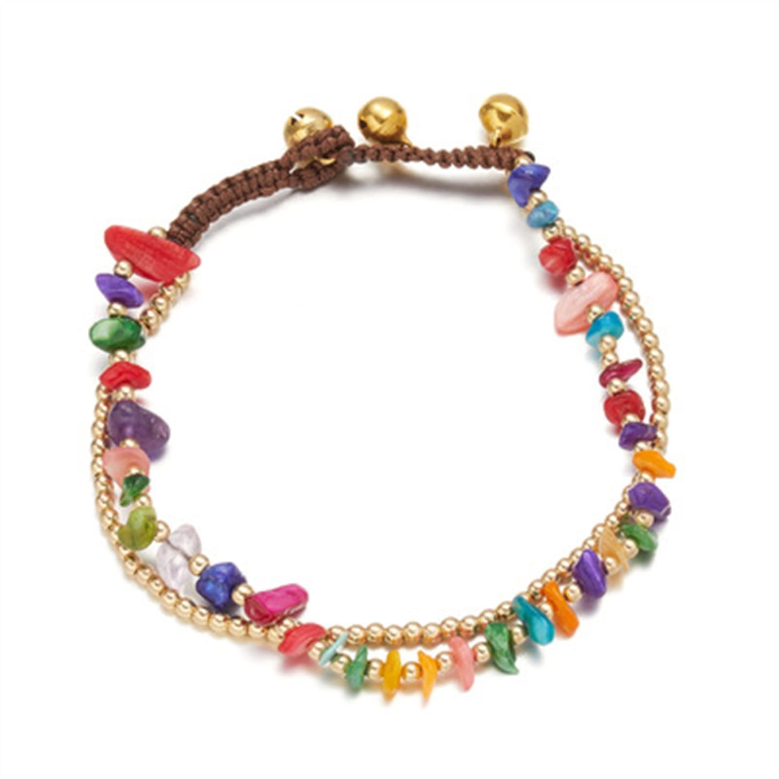 Cavigliere/Cavigliere Cavigliera con Perline Intrecciate a Doppio Strato, Bella Cavigliera Moda Beach Gala Wedding Style Jewelry（21-25CM） Cavigliere (Color : Gules)