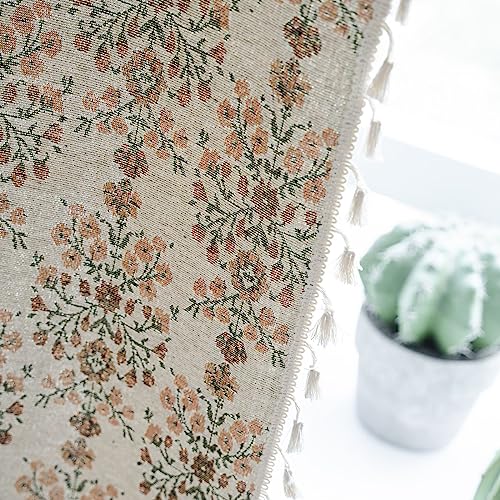 Cortinas bohemias de 2 paneles con borlas y diseño de caída rústica 6