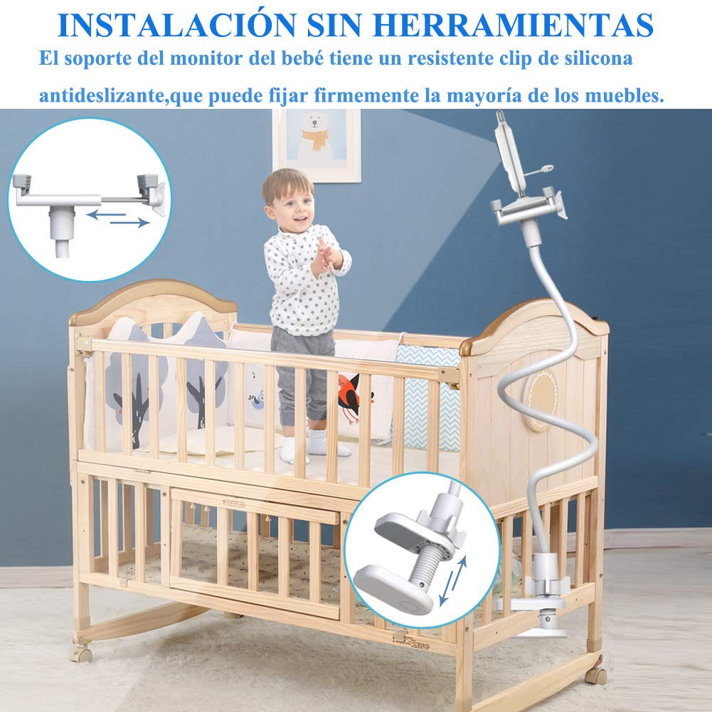 Soporte para Vigilabebes Universal | Ajustable Soporte para Cámara Monitor de Bebé Compatible con HelloBaby/Blemil/nooie/BOIFUN/momcozy/GHB/ | for 1/4" la Mayoría de Vigilabebes (33.4inch)