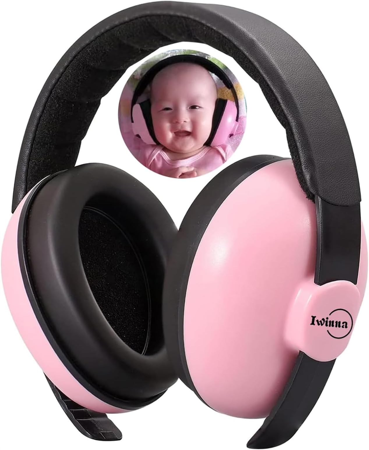 Baby Ear Defenders 0-3 6-12 12-24 Months | Noise Cancelling Headphones for Infants, Toddlers, Soft Ear Muffs for Airplane Travel, Sleep & Loud Events, Hearing Protection for Sensitive Ears, Pink