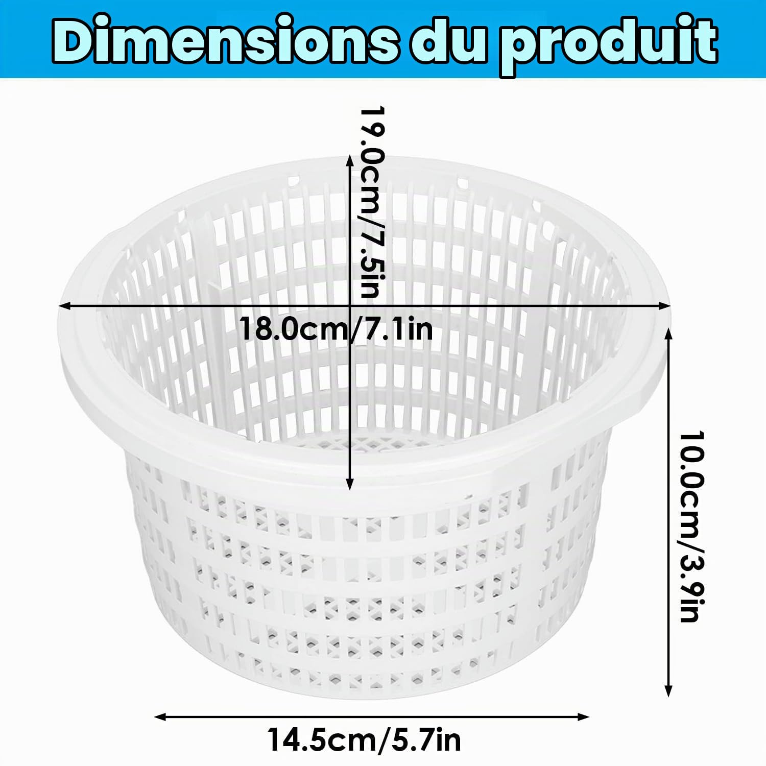 Panier D'écumoire, Panier Skimmer de Remplacement, Filtre Nettoyage Crépine en Plastique SP1091LX (18x19x10cm)