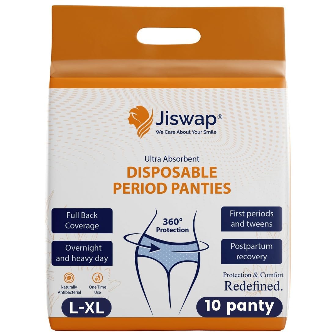 Disposable Underwear for Women, Organic Cotton Cover - Incontinence Pads, Postpartum Essentials, Disposable Underwear, Unscented, Maximum Coverage (10 Count- L-XL Size)-image-12