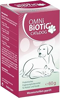 OMNi BiOTiC CAT & Dog | Zur Stabilisierung Einer sensiblen tierischen Darmflora | Probiotisches Ergänzungsfuttermittel für Hunde und Katzen | Mit dem hochwertigen Ballaststoff MOS | 60 g Pulver product image