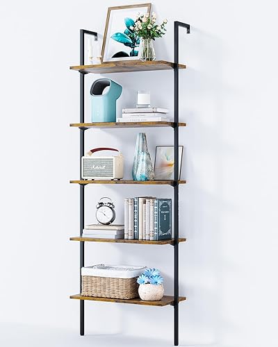 Miniatura 11 de ODK Estantería con escalera de 5 niveles, estante de almacenamiento industrial con marco de metal para sala de estar, oficina en casa, cocina y