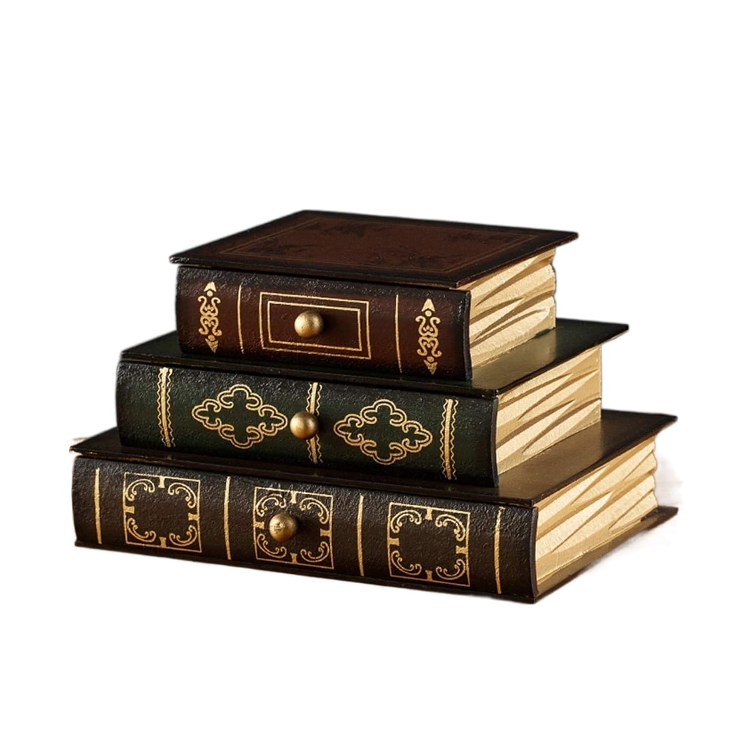YNIYUJKL Jewelry Box 3 Drawers Hand-Made Jewelry Organizer Box Retro Wood Book Shaped Storage Box Jewellry Holder,Jewelry Box B,Jewelry Box B