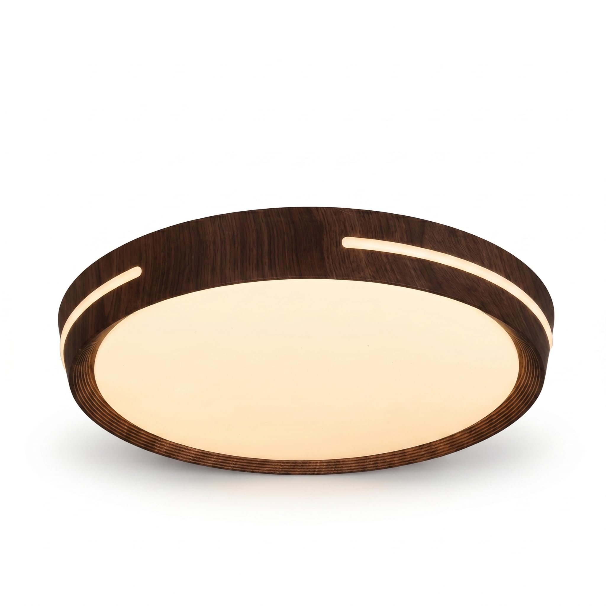 BARCELONA LED Plafón LED Techo 24W Ø40cm CCT Regulable 3000K-6000K, Diseño Madera Moderna con Efecto Luz Lateral, Lámpara Techo LED Redonda para Salón Dormitorio Cocina Oficina 2500lm