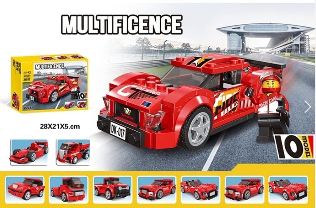 Cojuz 10-in-1 Red Race Car Building Blocks Kit 217 Pcs STEM Toy for Kids 6+ 1