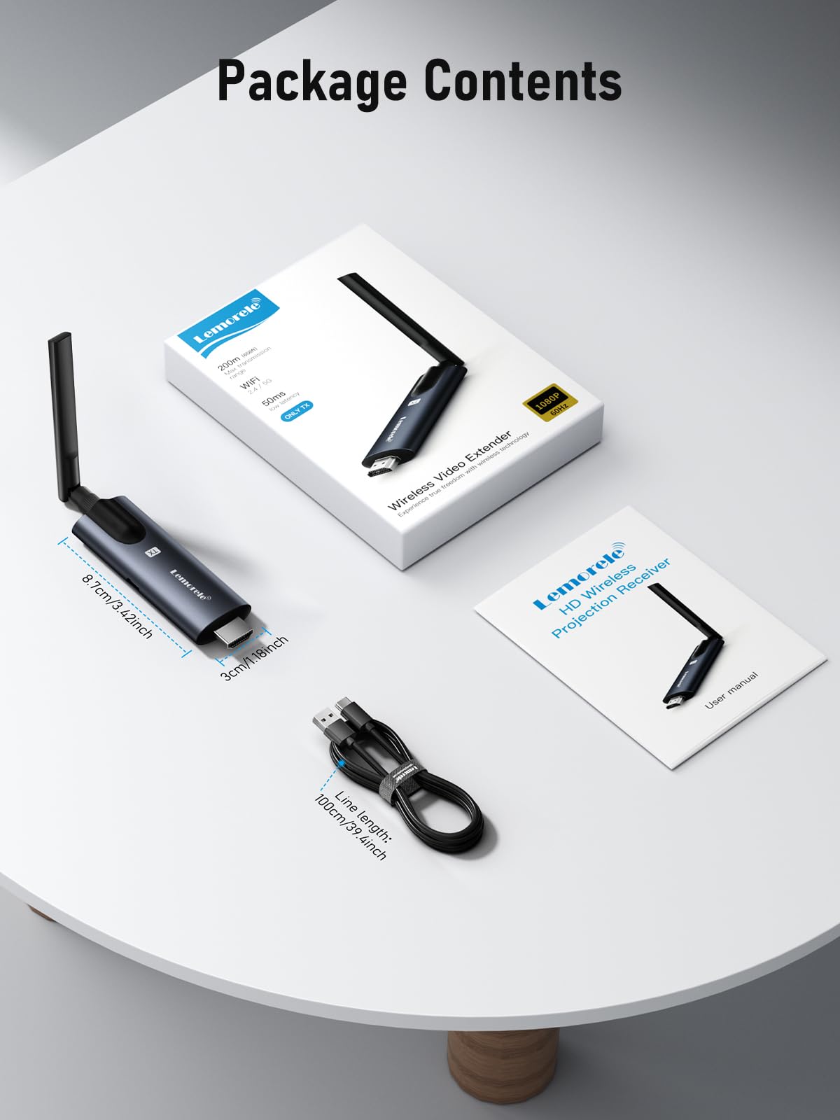 Trasmettitore HDMI Wireless (TX) per Streaming da Laptop/Fotocamera a Tablet/Telefono via App TuTuPlay, Live, Sicurezza, Registrazione, 1 TX a 4 RX (Solo TX)