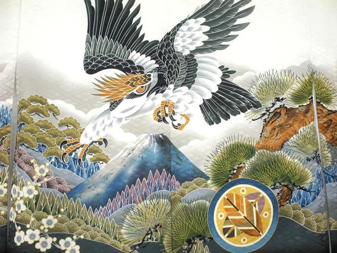 七五三 5歳男の子着物フルセット◇白色系 鷹に富士山◇ngt8347 楽天