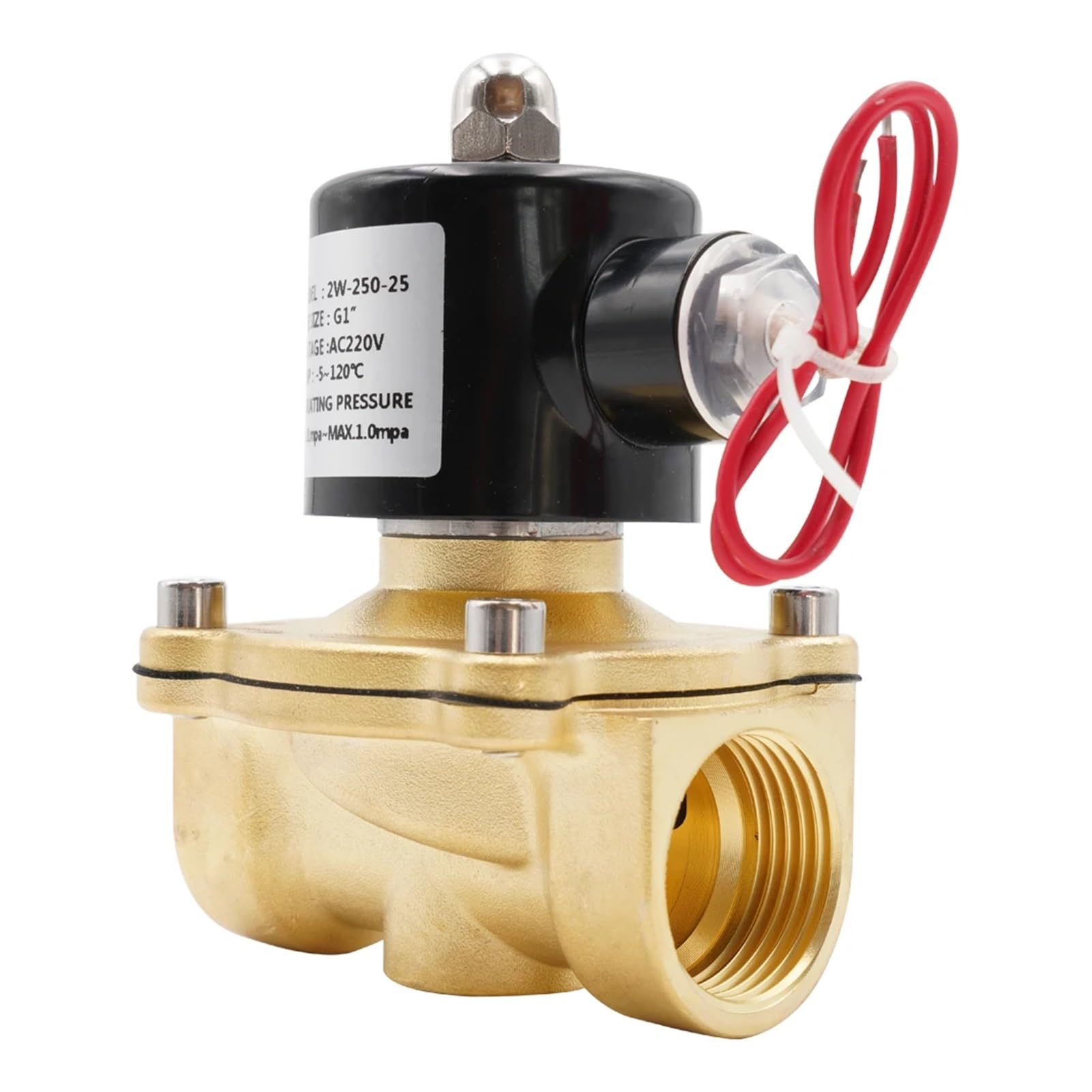 G 1/8"1/4" 3/8" 1/2" 3/4" 1" 1-1/4" 1-1/2" 2" Elektrisches Magnetventil, Normalerweise Geschlossen, Pneumatisch Fit For Wasser, Öl, Luft, AC220V DC12V24V(1/2",DC 12V_NBR)