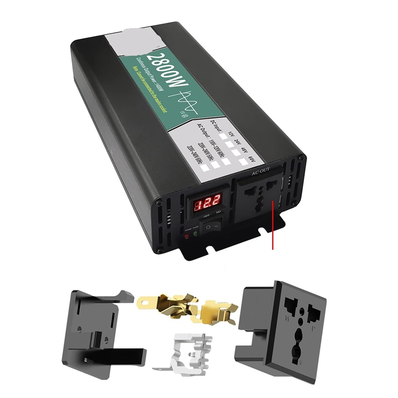 Mikroinwerter, Falownik sinusoidalny 12V 24V 48V 60V DC do AC 800W 1600W 2800W Przetwornica Przenośny pojazd Przetwornica częstotliwości(1600W,60V_240 60HZ)