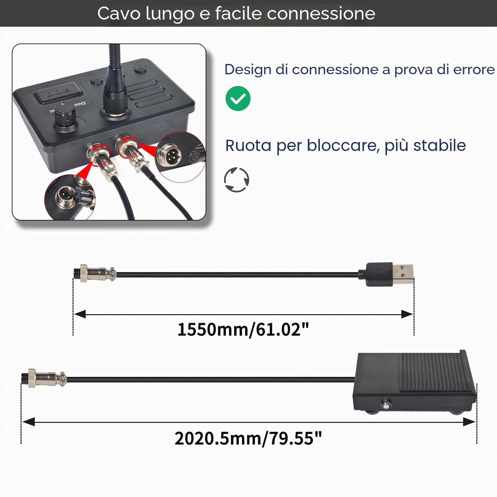 Microfono USB da tavolo con pedale PTT – Impostazioni personalizzabili