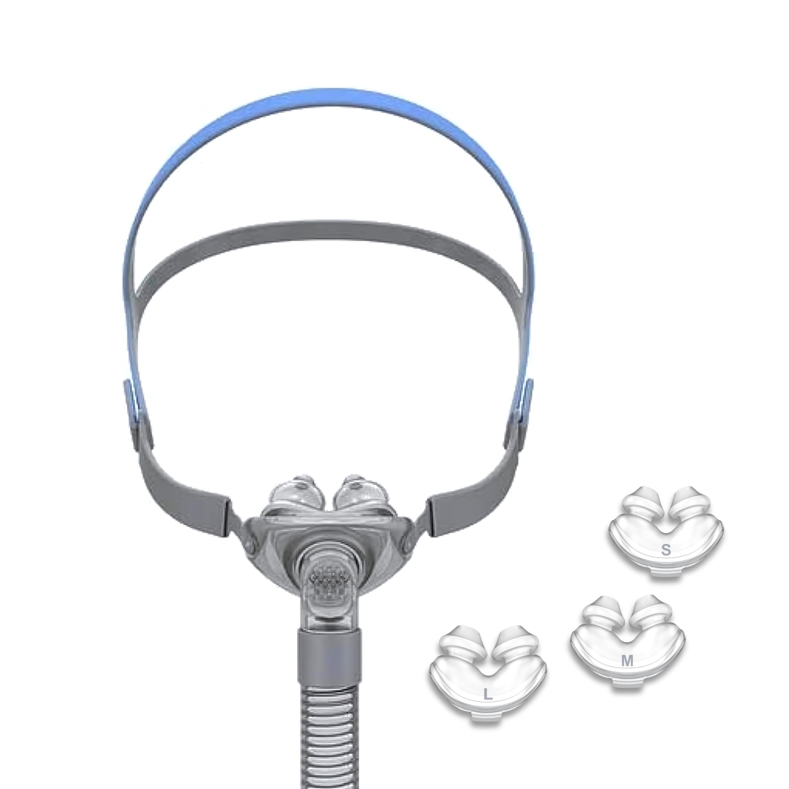 Airfit P10 Styled Adjustable Silicone Nasal Pillow Replacement kit - Replacement Set with Tube Frame, Elastic Headgear, and 3 Size Cushions (S/M/L) for Comfortable Sleep