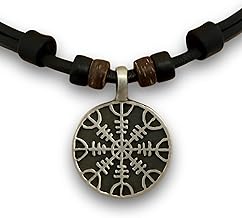 HANA LIMA Halskette Wikinger Kompass Vegvisir Lederhalskette Lederkette Herren Damen