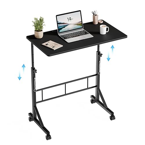 DUMOS 31.5" Adjustable Height Mobile Desk with Locking Wheels &
